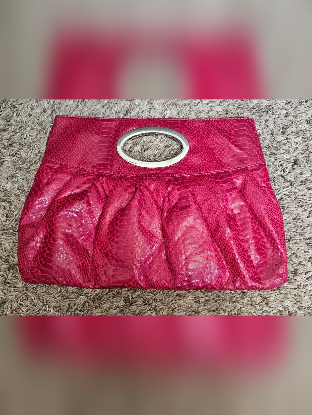 Express Faux Leather Purse Medium Clutch Burgundy Snake Skin bag snakeskin red